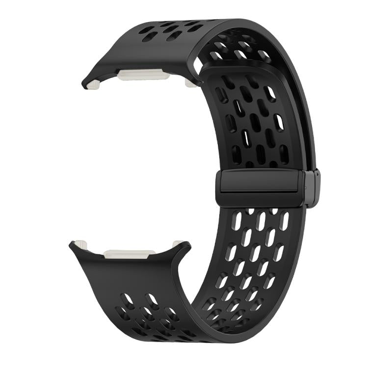 For Samsung Galaxy Watch Ultra 47mm Kalebol Porous Silicone Magnetic Watch Band(Black)