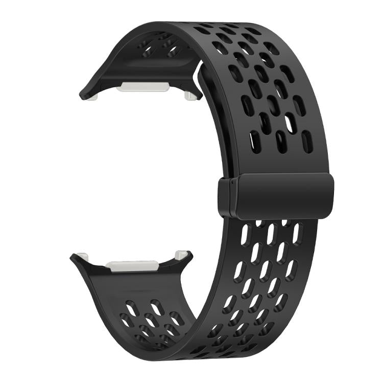 For Samsung Galaxy Watch Ultra 47mm Kalebol Porous Silicone Magnetic Watch Band(Black)