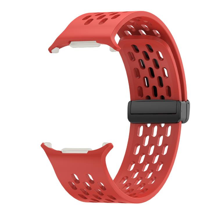 For Samsung Galaxy Watch Ultra 47mm Kalebol Porous Silicone Magnetic Watch Band(Red)