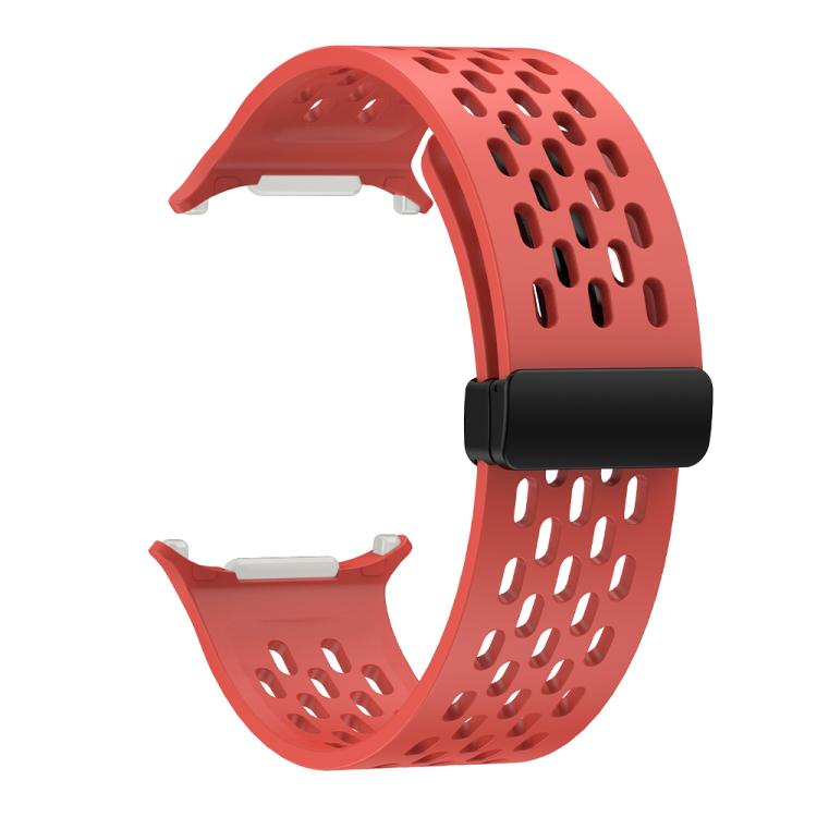 For Samsung Galaxy Watch Ultra 47mm Kalebol Porous Silicone Magnetic Watch Band(Red)