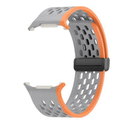 For Samsung Galaxy Watch Ultra 47mm Kalebol Porous Silicone Magnetic Watch Band(Grey Orange)