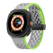 For Samsung Galaxy Watch Ultra 47mm Kalebol Porous Silicone Magnetic Watch Band(Grey Green)