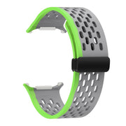 For Samsung Galaxy Watch Ultra 47mm Kalebol Porous Silicone Magnetic Watch Band(Grey Green)
