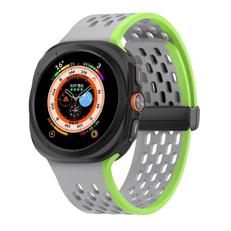 For Samsung Galaxy Watch Ultra 47mm Kalebol Porous Silicone Magnetic Watch Band(Grey Green) - free shipping - PMc TechLife - Order now!