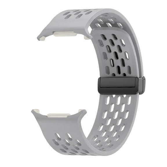 For Samsung Galaxy Watch Ultra 47mm Kalebol Porous Silicone Magnetic Watch Band(Grey)