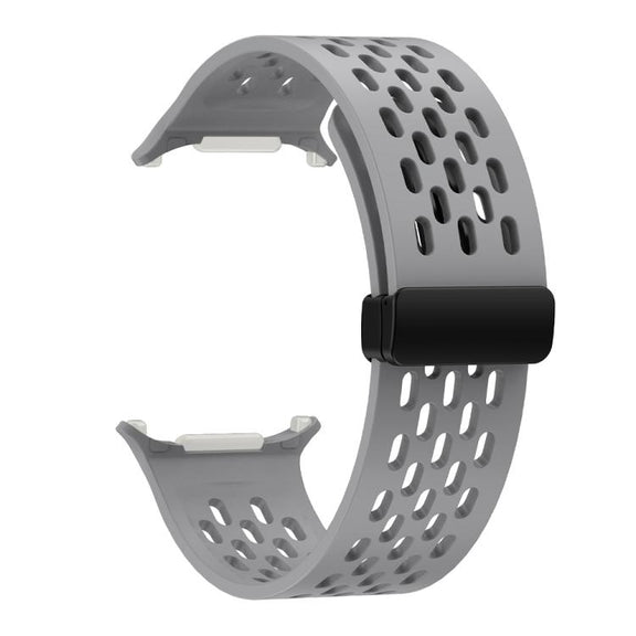 For Samsung Galaxy Watch Ultra 47mm Kalebol Porous Silicone Magnetic Watch Band(Grey)