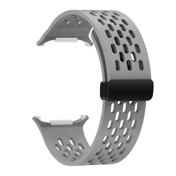 For Samsung Galaxy Watch Ultra 47mm Kalebol Porous Silicone Magnetic Watch Band(Grey)