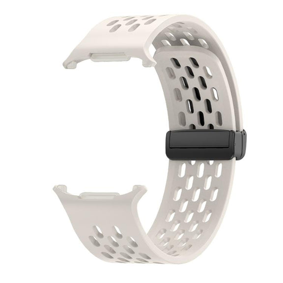 For Samsung Galaxy Watch Ultra 47mm Kalebol Porous Silicone Magnetic Watch Band(Starlight)