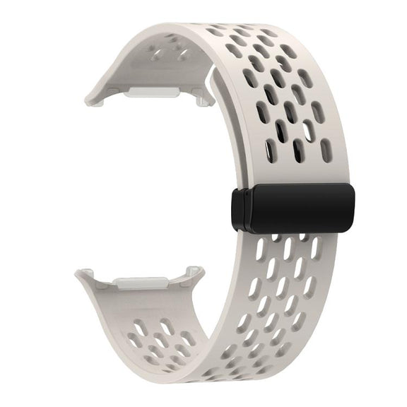For Samsung Galaxy Watch Ultra 47mm Kalebol Porous Silicone Magnetic Watch Band(Starlight)