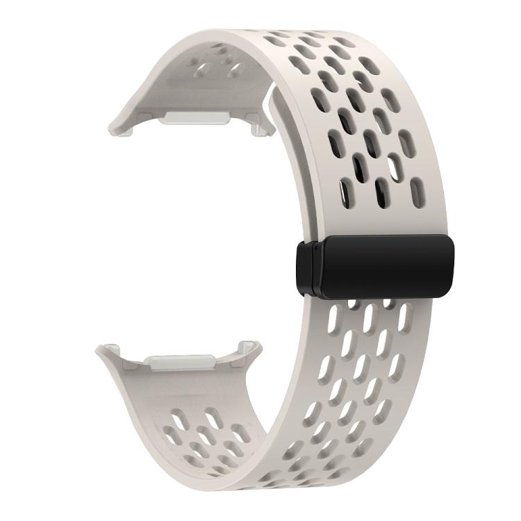 For Samsung Galaxy Watch Ultra 47mm Kalebol Porous Silicone Magnetic Watch Band(Starlight)
