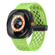 For Samsung Galaxy Watch Ultra 47mm Kalebol Porous Silicone Magnetic Watch Band(Fluorescent Green)
