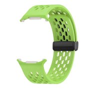 For Samsung Galaxy Watch Ultra 47mm Kalebol Porous Silicone Magnetic Watch Band(Fluorescent Green)