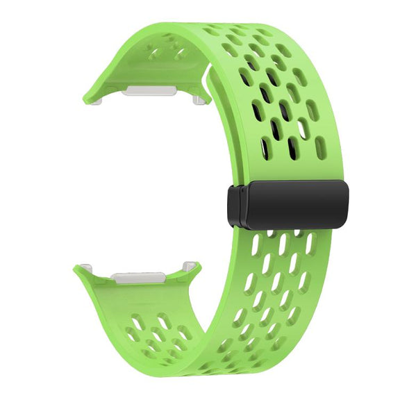 For Samsung Galaxy Watch Ultra 47mm Kalebol Porous Silicone Magnetic Watch Band(Fluorescent Green)