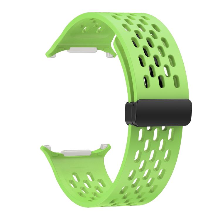 For Samsung Galaxy Watch Ultra 47mm Kalebol Porous Silicone Magnetic Watch Band(Fluorescent Green)