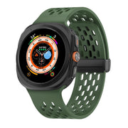 For Samsung Galaxy Watch Ultra 47mm Kalebol Porous Silicone Magnetic Watch Band(Field Green)