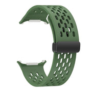 For Samsung Galaxy Watch Ultra 47mm Kalebol Porous Silicone Magnetic Watch Band(Field Green)