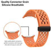 For Samsung Galaxy Watch Ultra 47mm Kalebol Porous Silicone Magnetic Watch Band(Grey)
