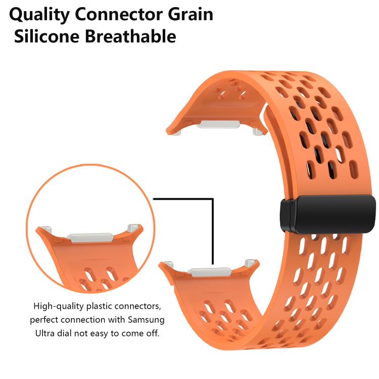 For Samsung Galaxy Watch Ultra 47mm Kalebol Porous Silicone Magnetic Watch Band(Yellow)