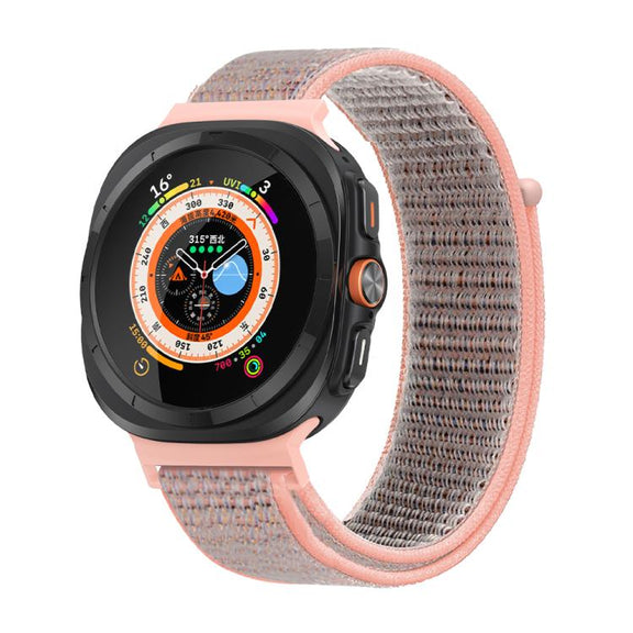 For Samsung Galaxy Watch Ultra 47mm Kalebol Quick Release Nylon Braided Watch Band(Pink Sand)
