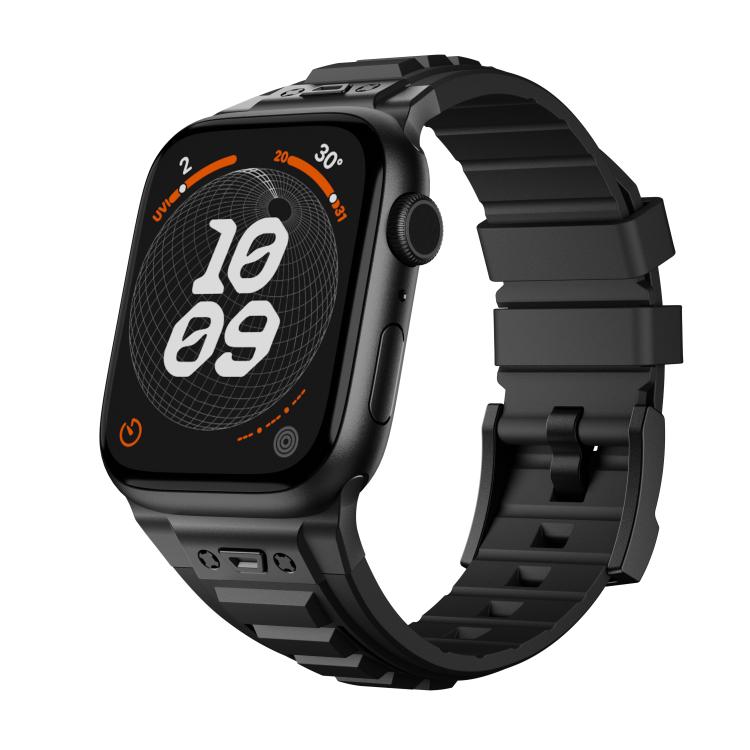 For Apple Watch 46mm / 49mm / 45mm / 44mm Kalebol High Stretch Silicone Armor Watch Band(Black) - free shipping - PMc TechLife - Order now!