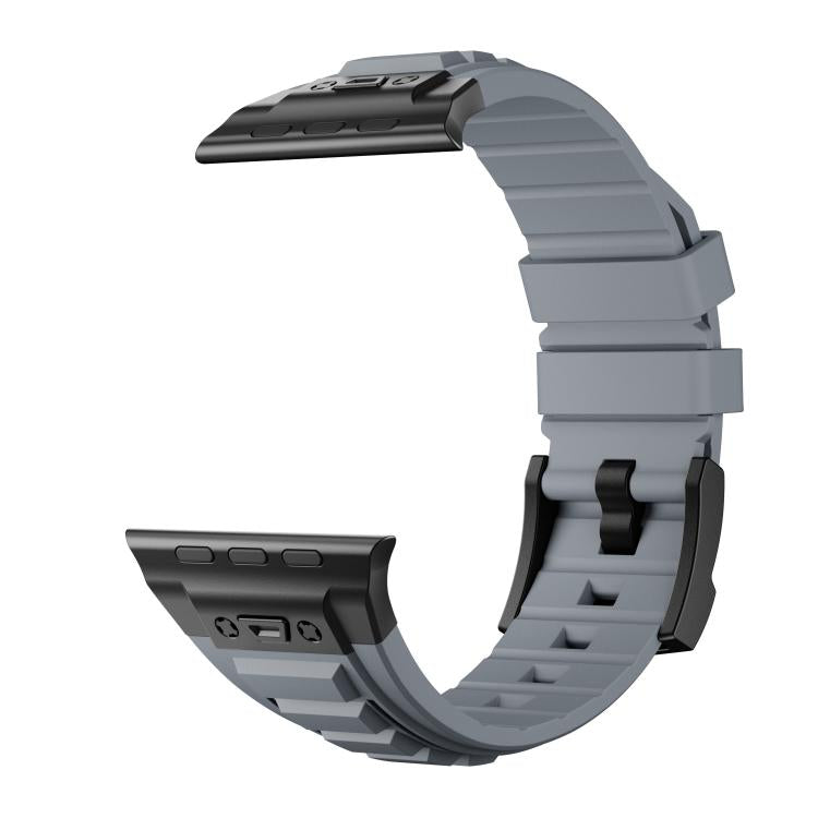 For Apple Watch 46mm / 49mm / 45mm / 44mm Kalebol High Stretch Silicone Armor Watch Band(Black Grey)