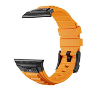 For Apple Watch 46mm / 49mm / 45mm / 44mm Kalebol High Stretch Silicone Armor Watch Band(Black Orange)