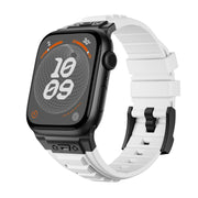 For Apple Watch 46mm / 49mm / 45mm / 44mm Kalebol High Stretch Silicone Armor Watch Band(Black White)