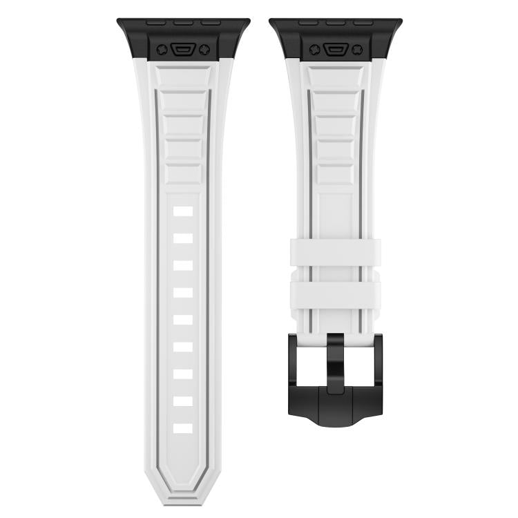 For Apple Watch 46mm / 49mm / 45mm / 44mm Kalebol High Stretch Silicone Armor Watch Band(Black White)