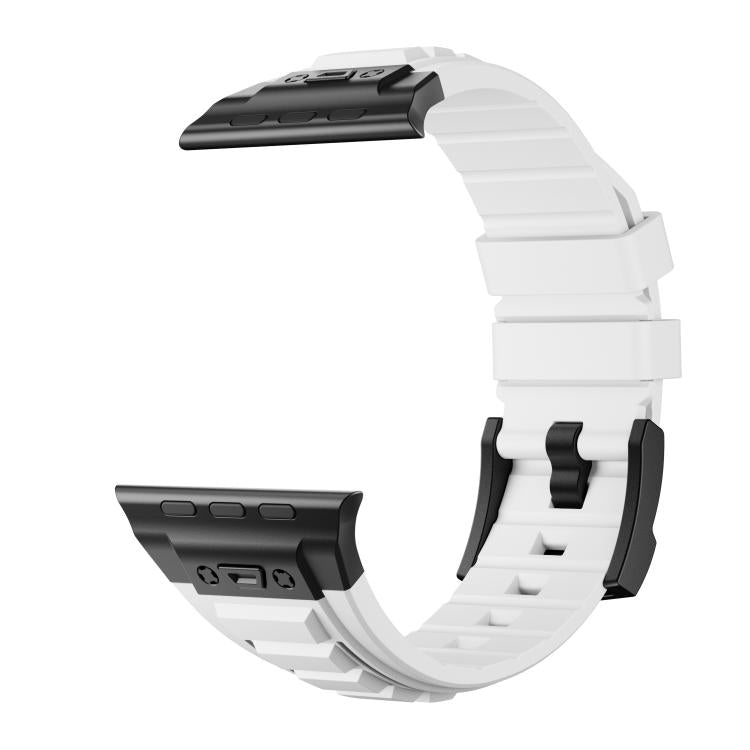 For Apple Watch 46mm / 49mm / 45mm / 44mm Kalebol High Stretch Silicone Armor Watch Band(Black White)