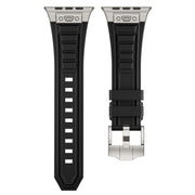 For Apple Watch 46mm / 49mm / 45mm / 44mm Kalebol High Stretch Silicone Armor Watch Band(Titanium Black)