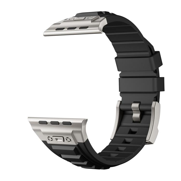 For Apple Watch 46mm / 49mm / 45mm / 44mm Kalebol High Stretch Silicone Armor Watch Band(Titanium Black)
