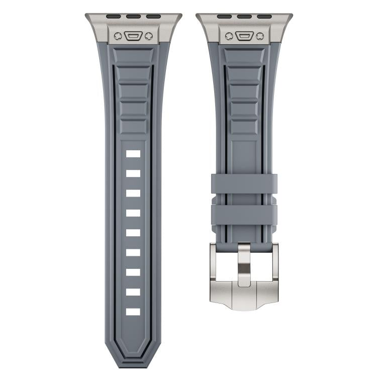 For Apple Watch 46mm / 49mm / 45mm / 44mm Kalebol High Stretch Silicone Armor Watch Band(Titanium Grey)