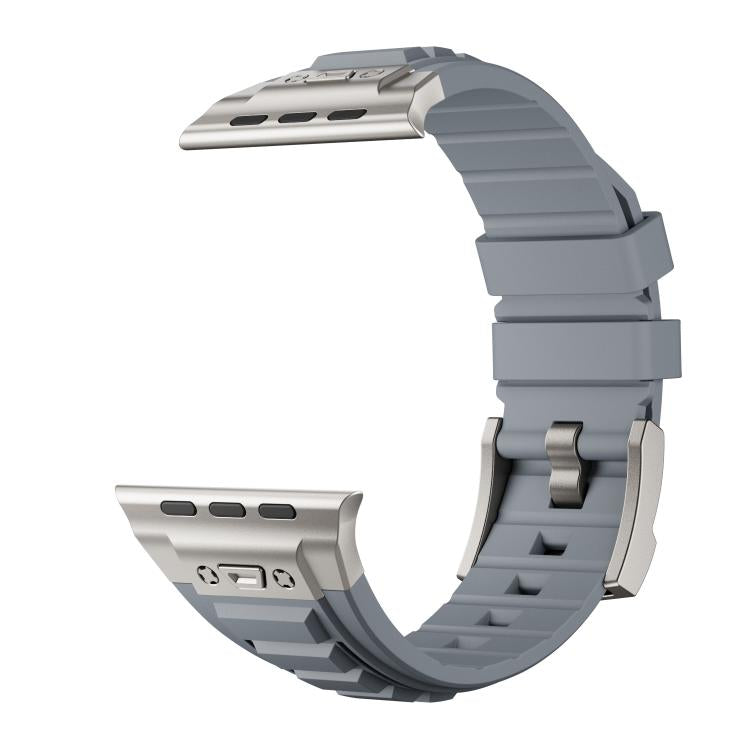 For Apple Watch 46mm / 49mm / 45mm / 44mm Kalebol High Stretch Silicone Armor Watch Band(Titanium Grey)