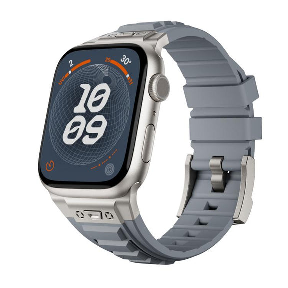 For Apple Watch 46mm / 49mm / 45mm / 44mm Kalebol High Stretch Silicone Armor Watch Band(Titanium Grey)
