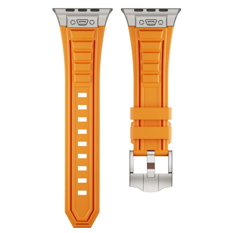 For Apple Watch 46mm / 49mm / 45mm / 44mm Kalebol High Stretch Silicone Armor Watch Band(Titanium Orange)
