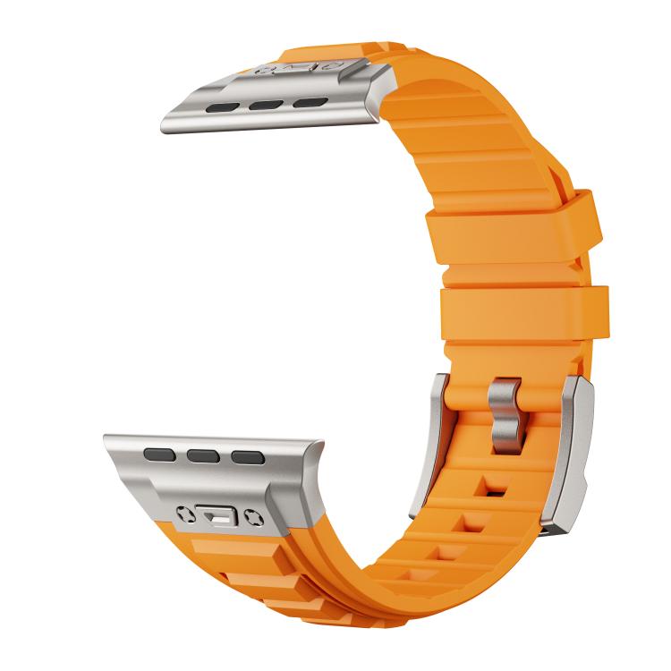 For Apple Watch 46mm / 49mm / 45mm / 44mm Kalebol High Stretch Silicone Armor Watch Band(Titanium Orange)