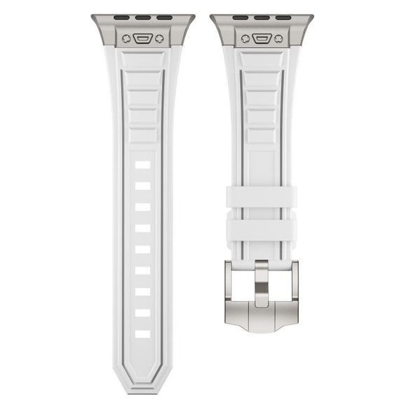 For Apple Watch 46mm / 49mm / 45mm / 44mm Kalebol High Stretch Silicone Armor Watch Band(Titanium White)