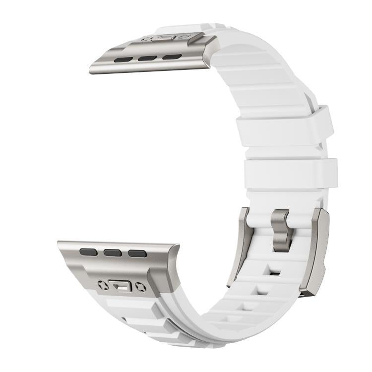 For Apple Watch 46mm / 49mm / 45mm / 44mm Kalebol High Stretch Silicone Armor Watch Band(Titanium White)