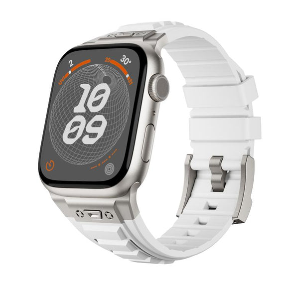 For Apple Watch 46mm / 49mm / 45mm / 44mm Kalebol High Stretch Silicone Armor Watch Band(Titanium White)