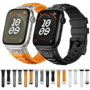 For Apple Watch 46mm / 49mm / 45mm / 44mm Kalebol High Stretch Silicone Armor Watch Band(Titanium Orange)