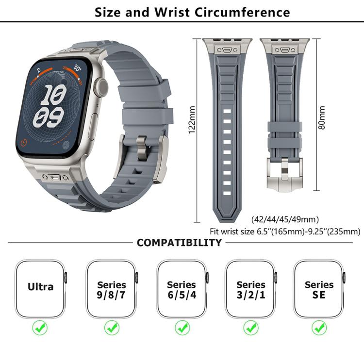 For Apple Watch 46mm / 49mm / 45mm / 44mm Kalebol High Stretch Silicone Armor Watch Band(Titanium Orange)