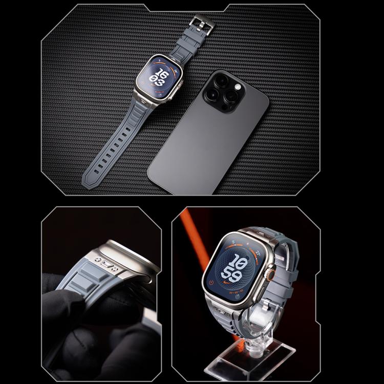For Apple Watch 46mm / 49mm / 45mm / 44mm Kalebol High Stretch Silicone Armor Watch Band(Titanium Orange)