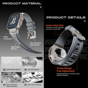 For Apple Watch 46mm / 49mm / 45mm / 44mm Kalebol High Stretch Silicone Armor Watch Band(Black Orange)