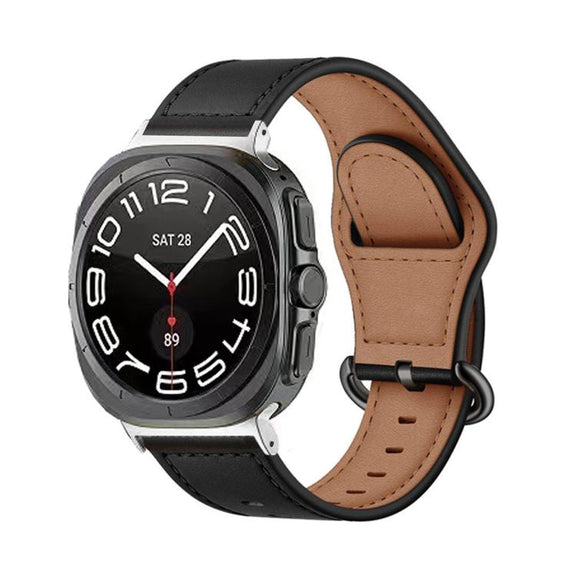 For Samsung Galaxy Watch Ultra 47mm Kalebol Genuine Leather Watch Band(Black)