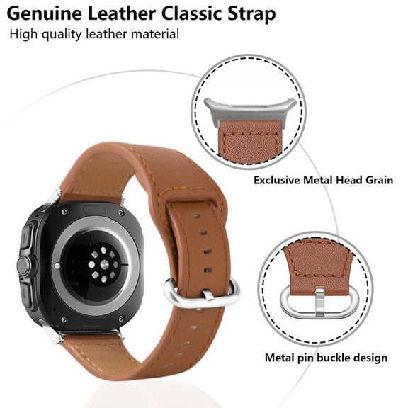 For Samsung Galaxy Watch Ultra 47mm / Ultra 2025 Kalebol Genuine Leather Watch Band(Cocoa)