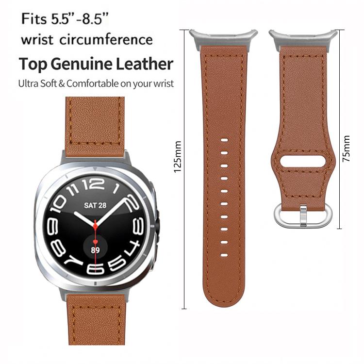 For Samsung Galaxy Watch Ultra 47mm / Ultra 2025 Kalebol Genuine Leather Watch Band(Cocoa)