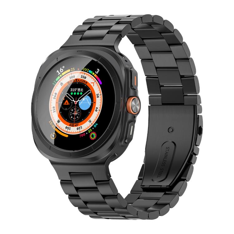 For Samsung Galaxy Watch Ultra 47mm Kalebol Three-bead Steel Watch Band(Black) - Watch Bands by Kalebol | Online Shopping South Africa | PMc TechLife | Buy Now Pay Later Mobicred