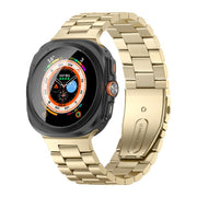 For Samsung Galaxy Watch Ultra 47mm Kalebol Three-bead Steel Watch Band(Gold)