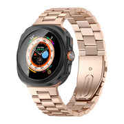 For Samsung Galaxy Watch Ultra 47mm / Ultra 2025 Kalebol Three-bead Steel Watch Band(Rose Gold)