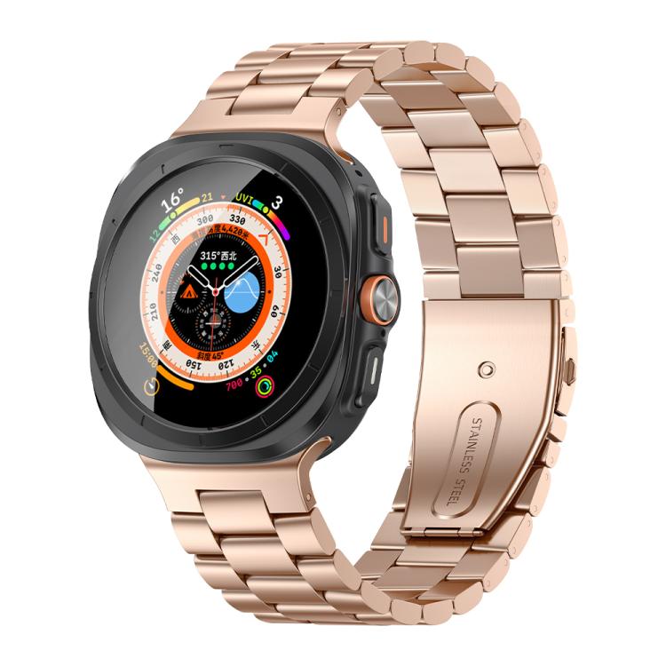 For Samsung Galaxy Watch Ultra 47mm / Ultra 2025 Kalebol Three-bead Steel Watch Band(Rose Gold) - free shipping - PMc TechLife - Order now!